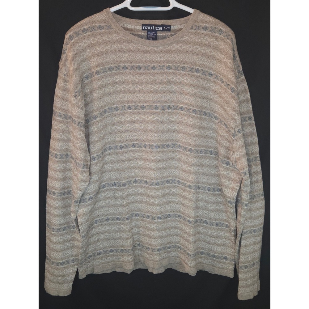 Nautica Mens XL Long Sleeve‎ Knit Sweater Silk Cashmere Wool Blend